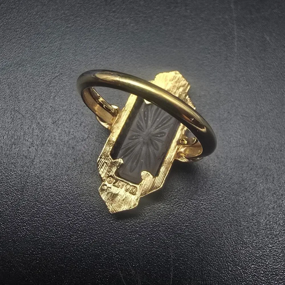 Avon 1977 Frost Lights Ring Size 7.25 Frosted Pink Gold Tone Vintage